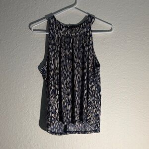 Veronica M Navy and White Patterned Women's Top size small